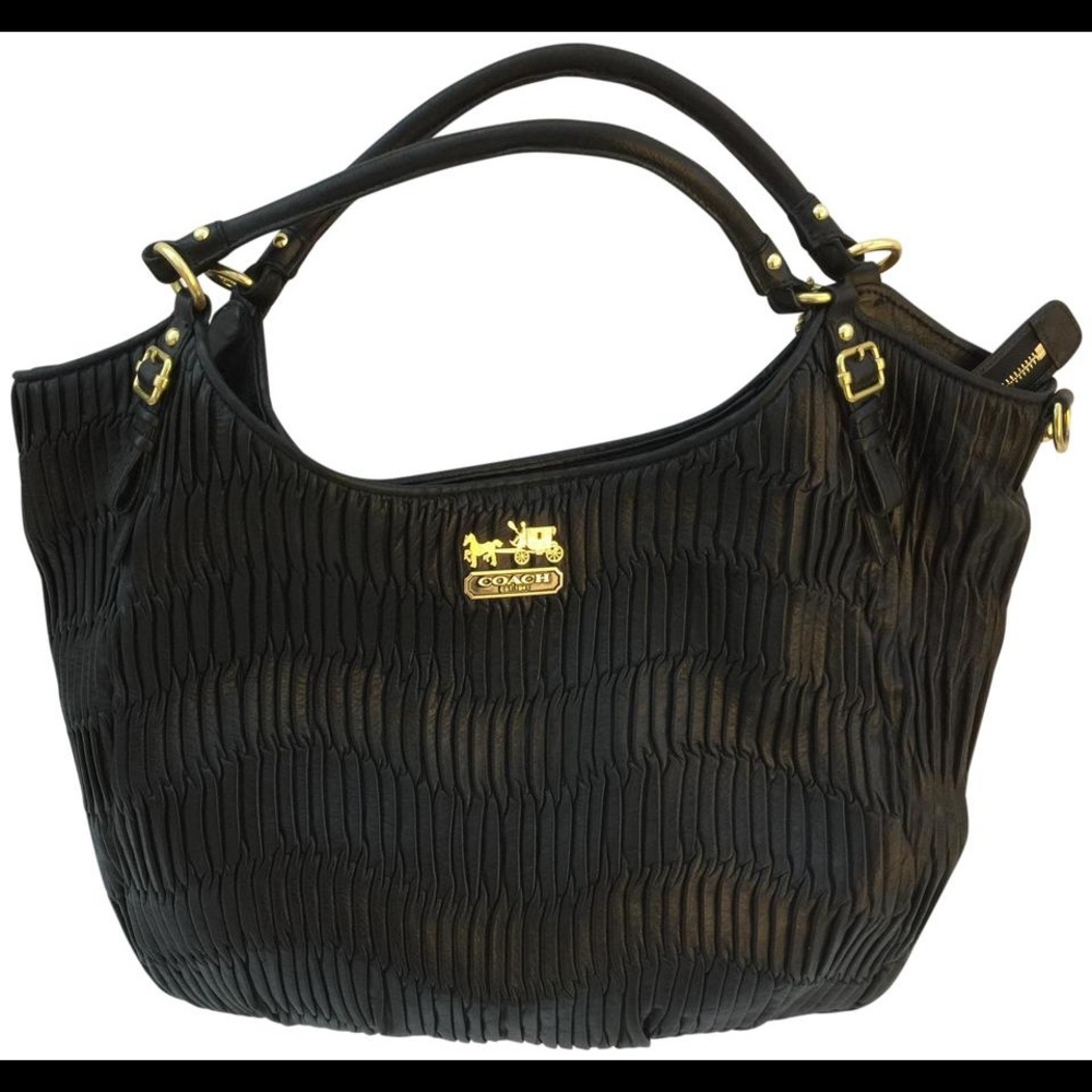 Coach Black Leather Gathered Shoulder Bag